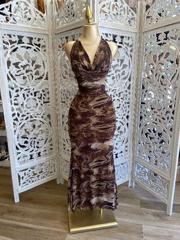 Shop Smart, Save More Before The Sale Ends Tie Dye Cowl Neck Brown Dress