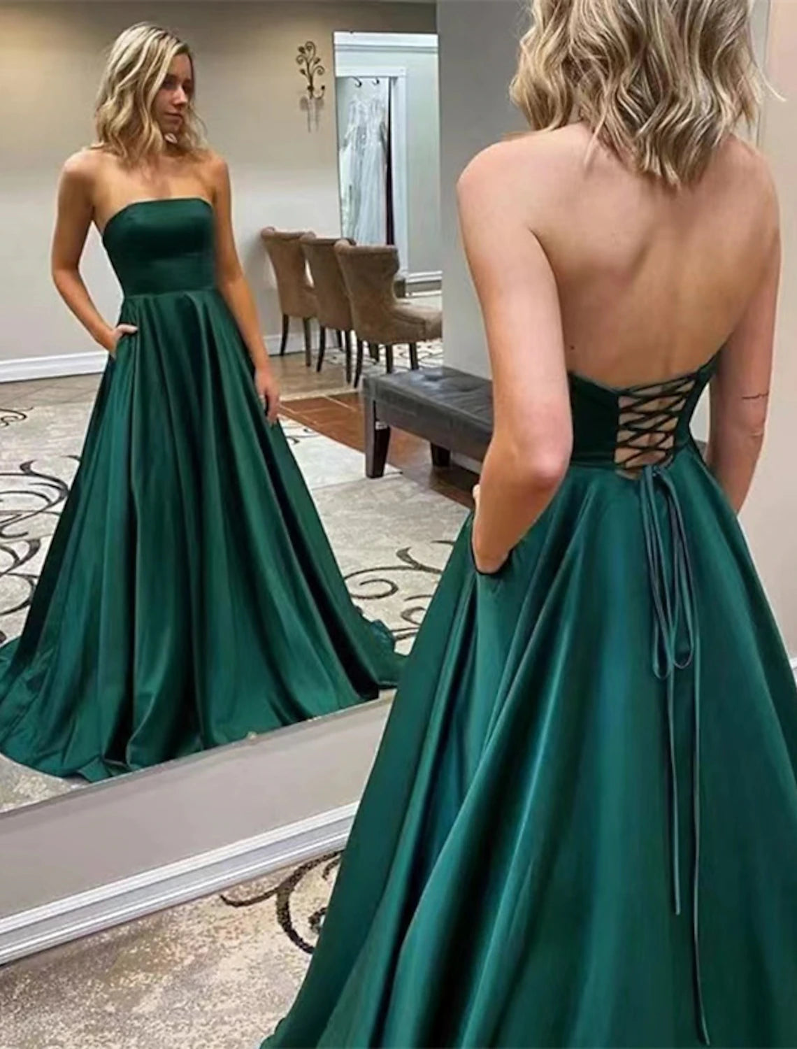 Mother's Day Special A-Line Prom Dresses Maxi Dress Formal Floor Length Sleeveless Strapless Jersey Backless with Slit