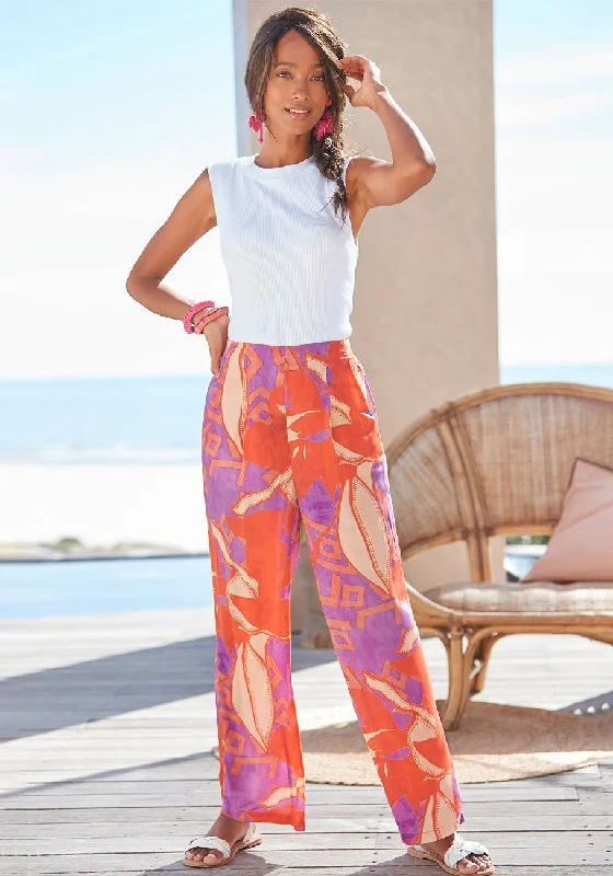 Unbeatable Deals LASCANA Women's Patterned High Waisted Pants