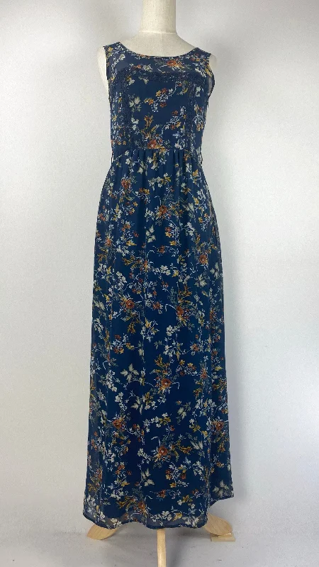 Unleash Your Trendy Side Sleeveless Printed Maxi Dress, Navy