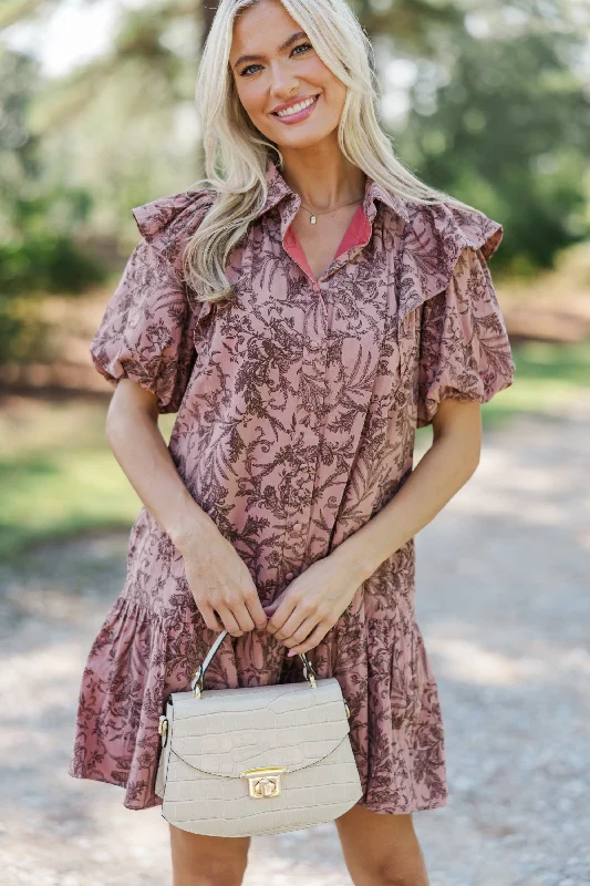 Trendy Street Style Attire Always The Story Mauve Floral Dress