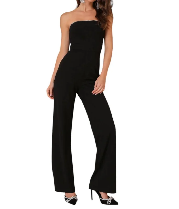 Fashion Forward Strapless Jumpsuit In Black