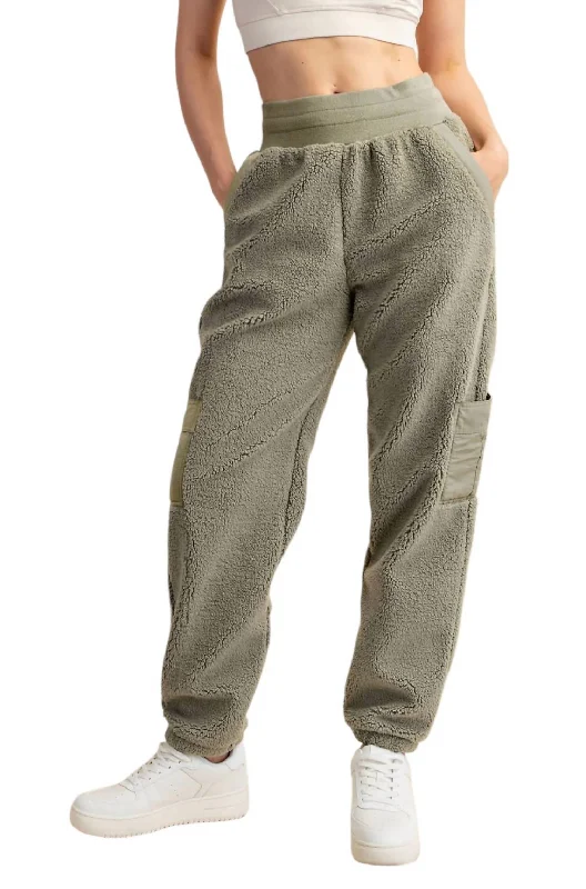 Stupidly Low Prices Micro Sherpa Pants In Sage