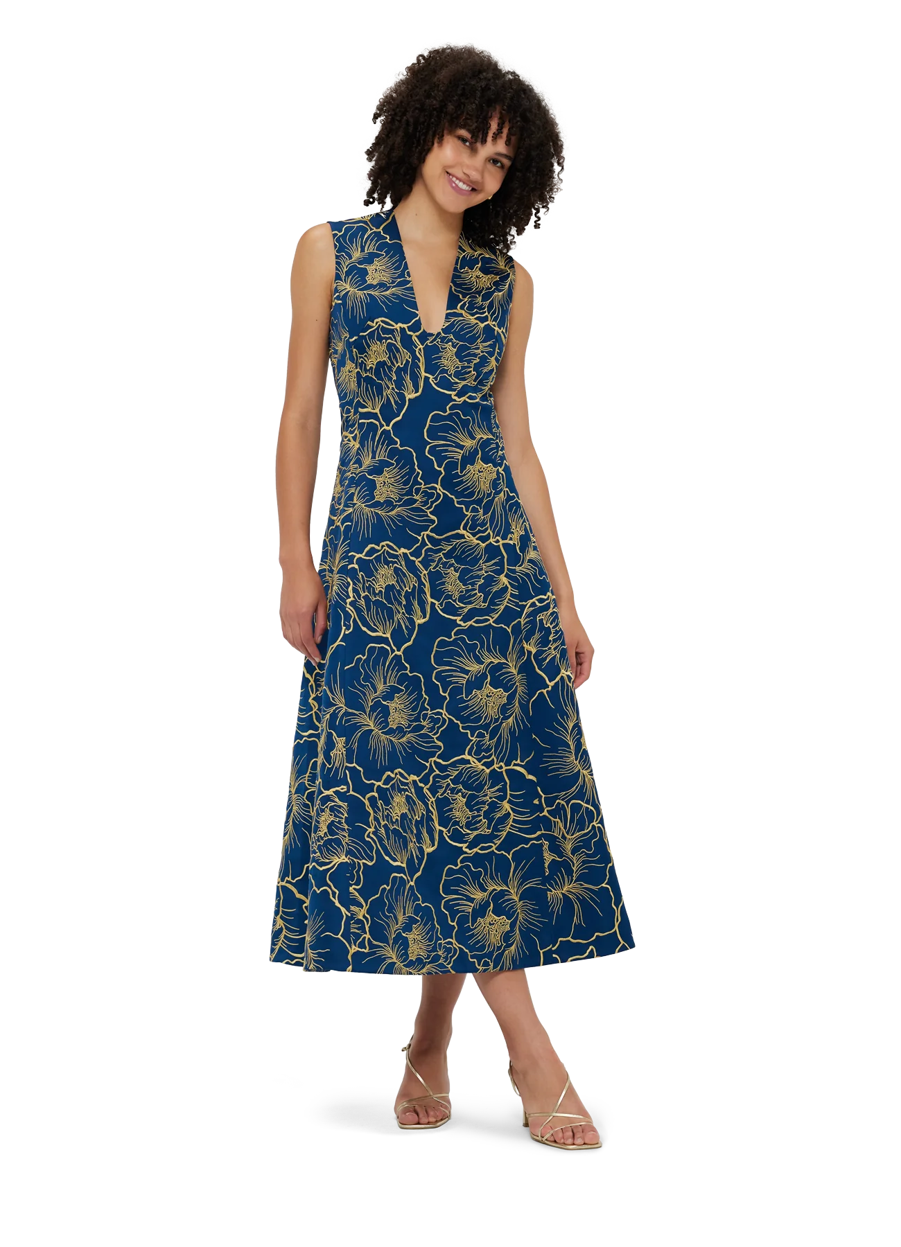 Flash Sale, Don't Miss Nicola V Neck Midi Dress - Marine Blue