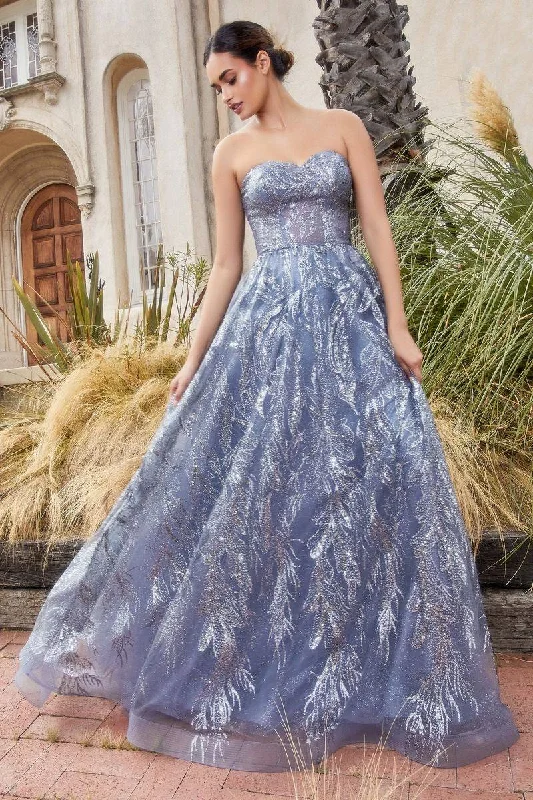 Day-To-Night Styles Shimmer Leaf Motif Strapless Bodice Open Back A-line Long Mother Of The Bride Dress CDA1174 Day-To-Night Styles Shimmer Leaf Motif Strapless Bodice Open Back A-line Long Mother Of The Bride Dress CDA1174