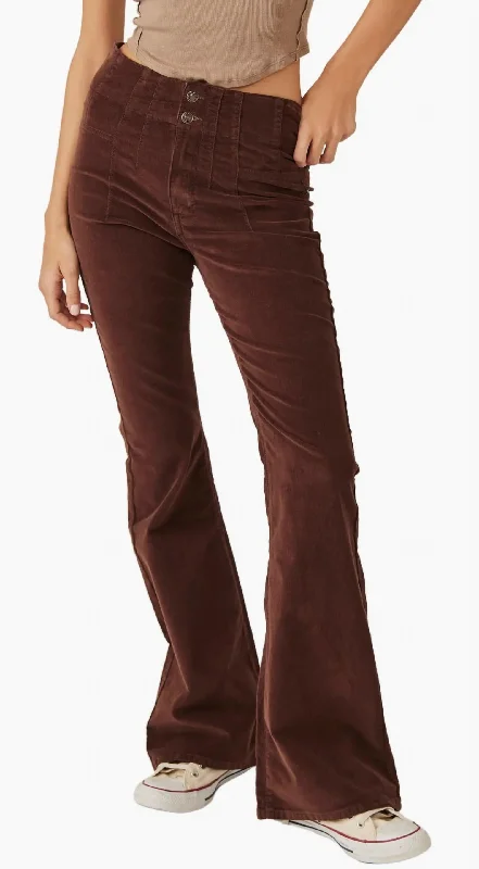 Fashion Essentials Jayde Cord Flare Jeans In French Roast