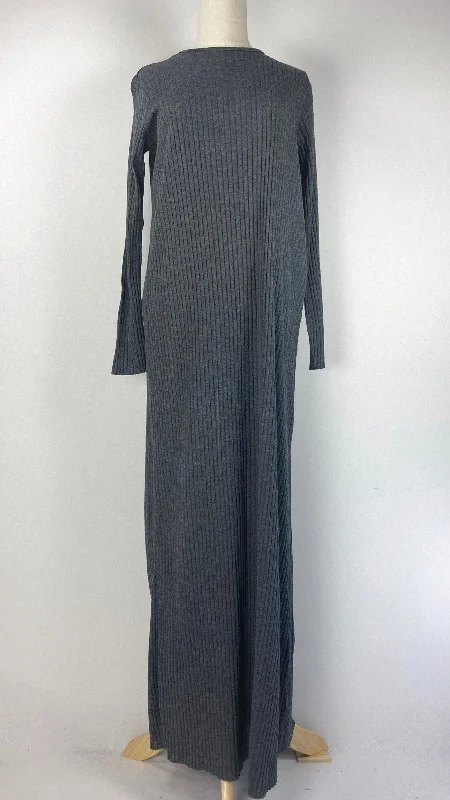 Casual Yet Stylish Separates Long Sleeve Ribbed Maxi Dress, Gray