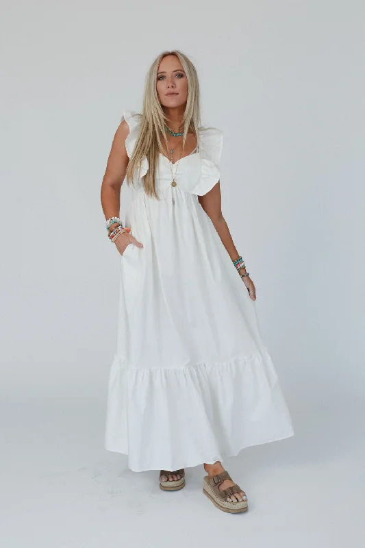 Style Your Wardrobe Erin Tiered Maxi Dress - White