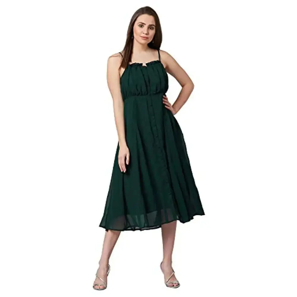 Unbeatable Prices PANIT Women's Empire Georgette Midi Dress (Green)