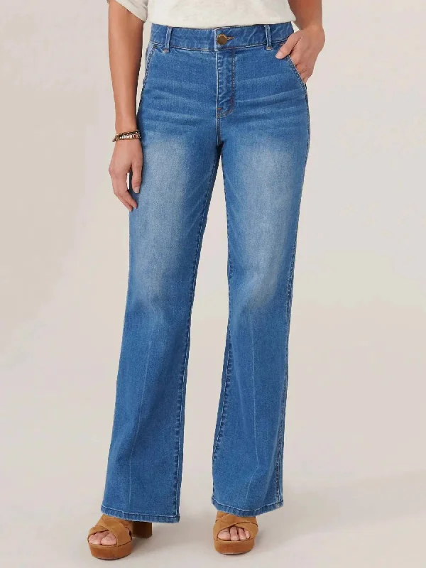 Everyday Basics Skyrise Side Seam Boot Cut Jeans In Mid Blue