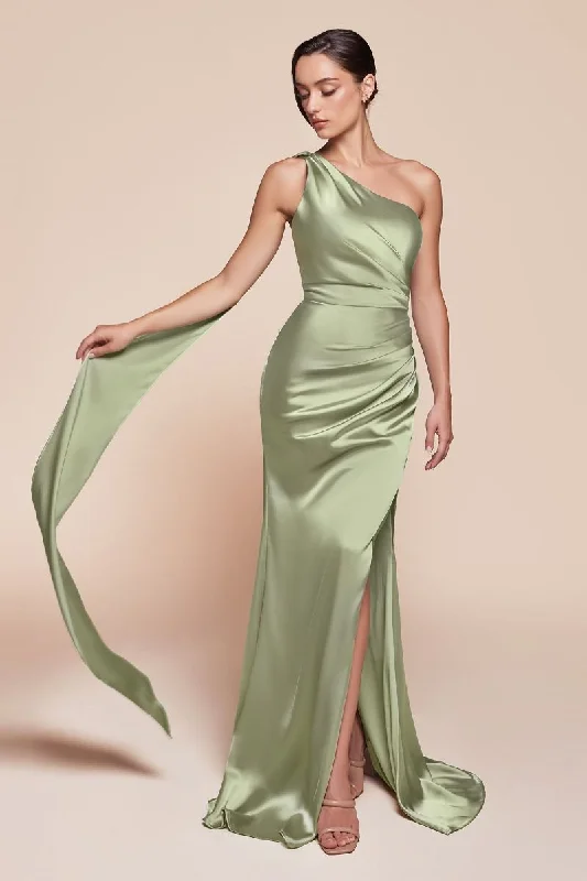 Casual Fashion One Shoulder Halter Neckline Sheath Gown by Cinderella Divine 7454 - Special Occasion/Curves