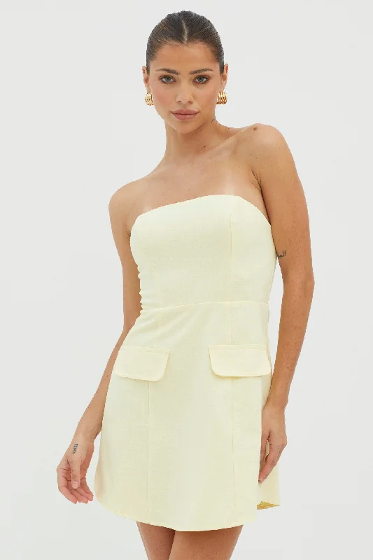 Sophisticated Style Justine Strapless Faux Pocket Mini Dress Butter