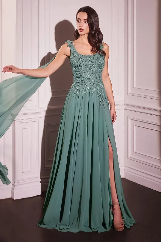 Urban Sophistication Chiffon Scoop Neckline A-Line Gown By Ladivine CDS509 - Women Evening Formal Gown - Special Occasion