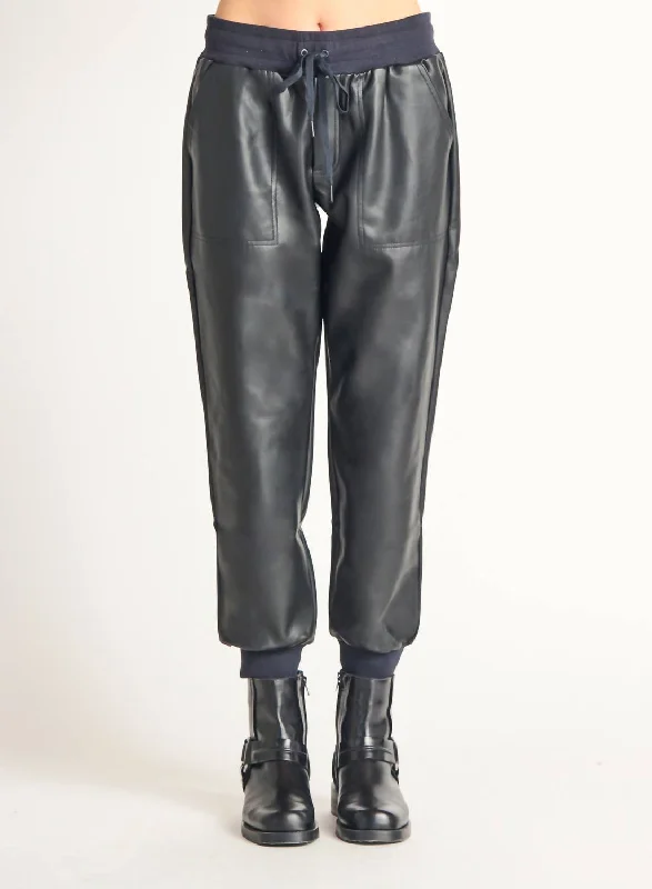 Season Sale Faux Leather Jogger In Black