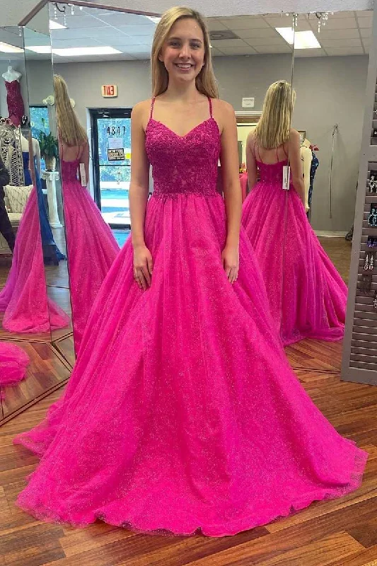 Cottagecore Rustic Charm Style Magenta Lace Sweetheart A-Line Prom Gown