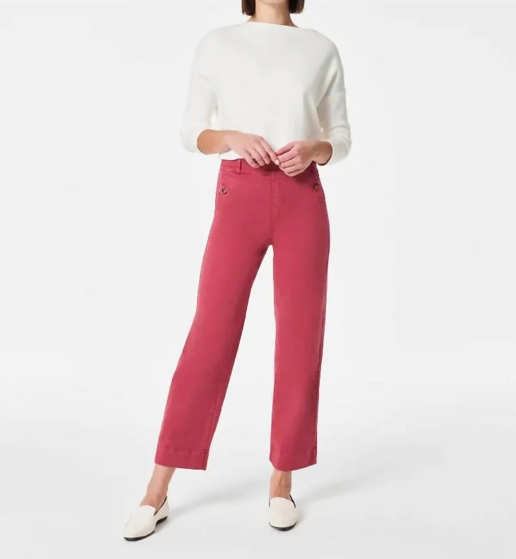 Absurdly Cheap Sale Stretch Twill Cropped Wide Leg Pant In Wild Rose