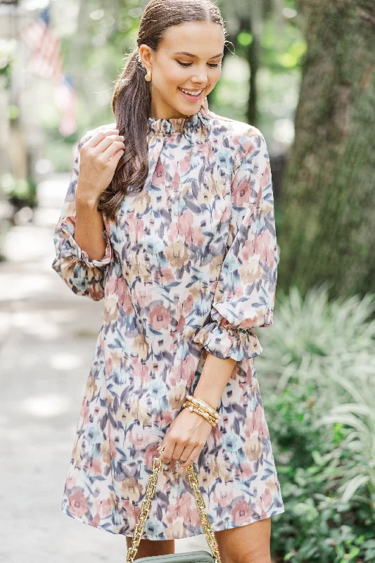 Seasonal Trend Beauty And Brains Cinnamon Brown Floral Shift Dress