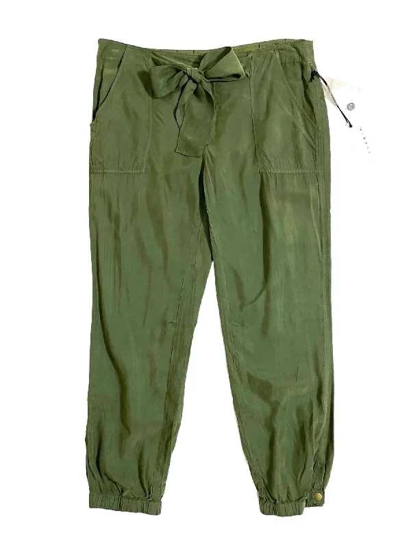 Spring Fashion Women's Satin Waist Tapered Jogger Pants In Green