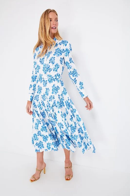 Fashion Essentials Little Moire Roses Blue Marion Dress