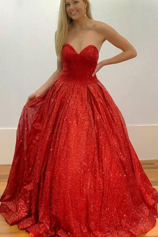 Limited Styles Sweetheart Red Long Ball Gown