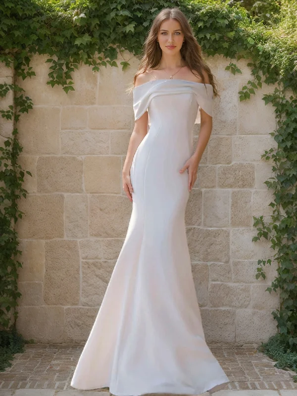 The Latest Trends Trumpet/Mermaid Strapless Short Sleeves Ruched Wedding Dresses