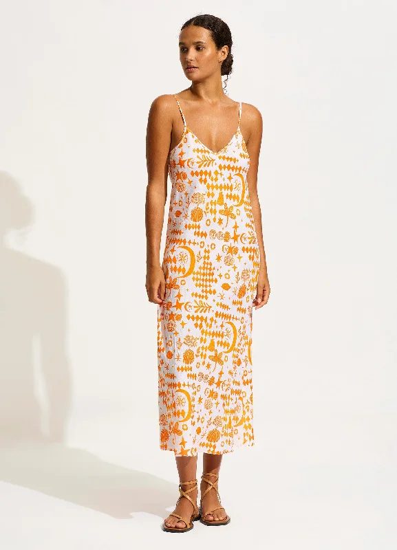 Beat The Heat In Tropical Styles Corfu Midi Dress - Turmeric