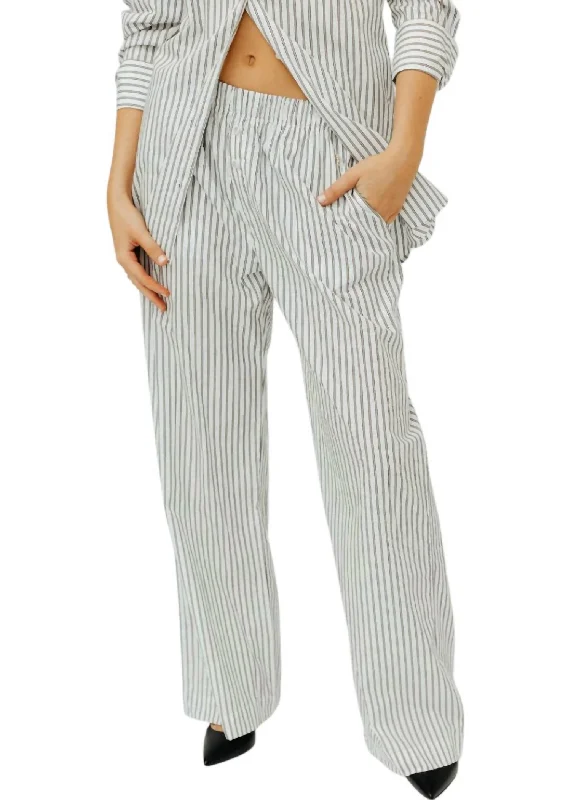 Disco - Inspired Retro Dance Look Poplin Lounge Pants In Black/white Stripe