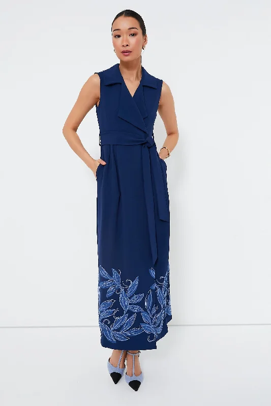 Luxury Women's Clothes Blue Leaves Noemi Dress