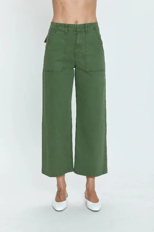 Limited Time Offer Sophia Wide Leg Utility Ankle Pants In Basil