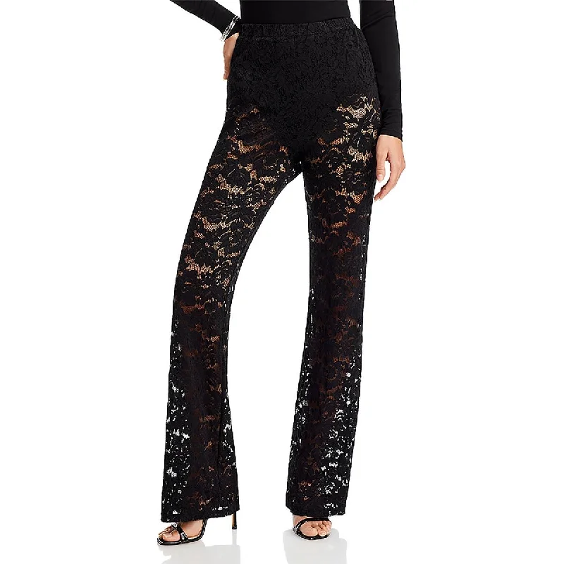 Mega Sales Womens Sheer Floral Flared Pants