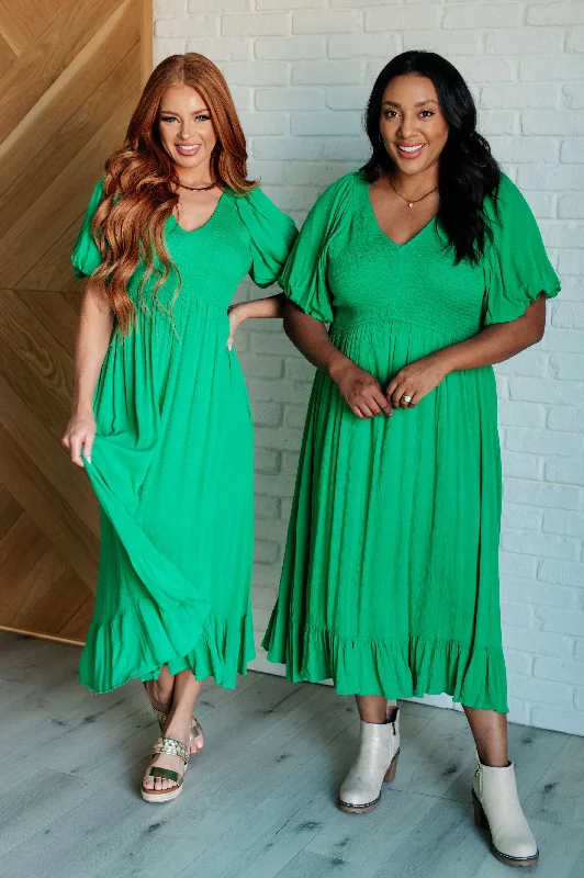 Huge Savings On Must-Have Clothing Essentials Catch a Cloud and Pin it Down Smocked Bodice Dress