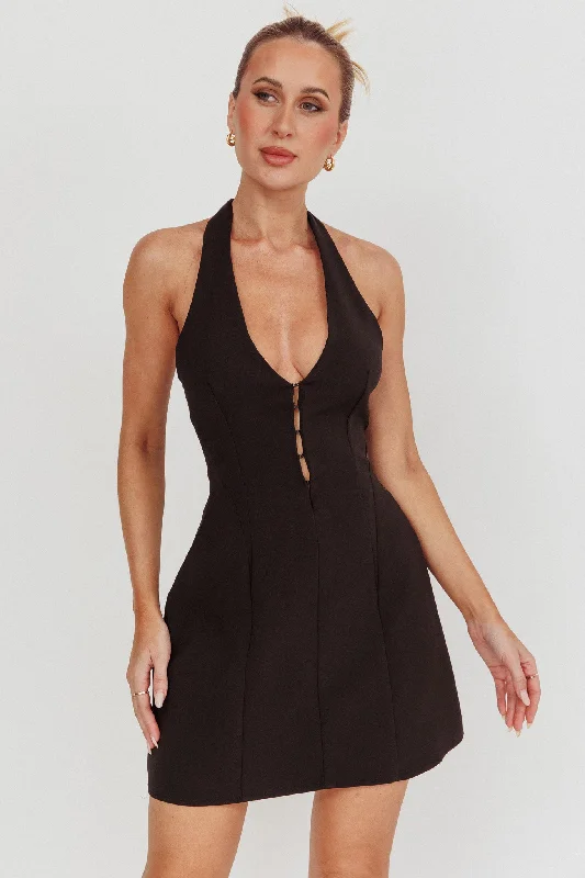 Your Timeless Wardrobe Awaits Elisabet Halter Neck Mini Dress Black