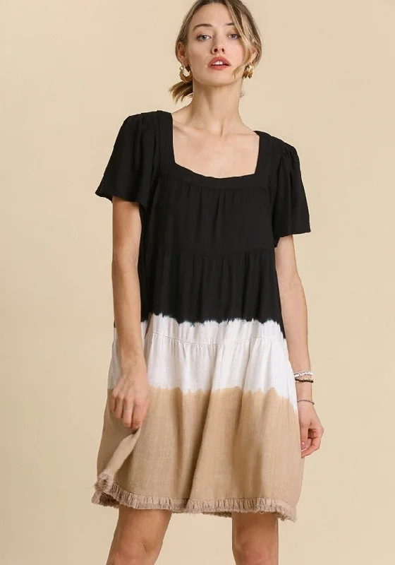 Don't Miss These Must-Have Offers Dip Dye Color Block Dress, Black