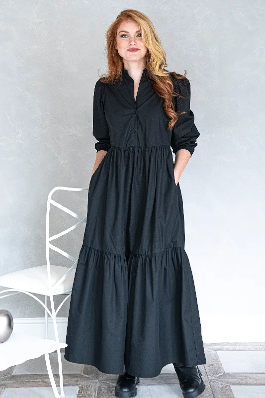 Limited Stock Black Tiered Maxi Dress