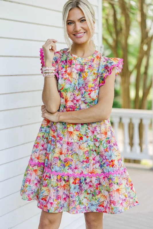 Latest Trends Open Your Heart Pink Floral Dress