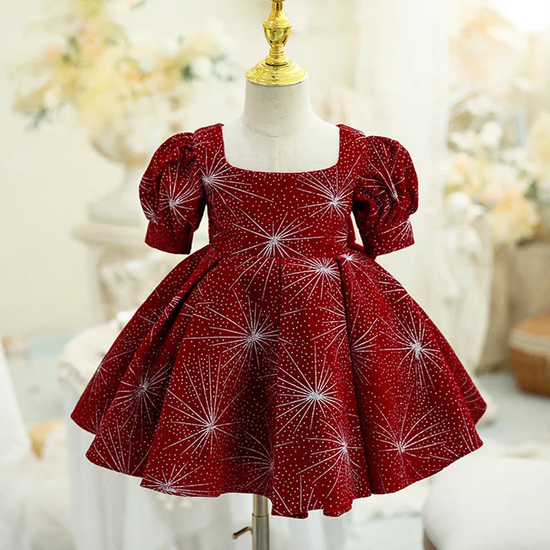 Redefining Women's Fashion Girl Christmas Dress Baby Girl Dress Toddler Ball Gowns Red Christmas Dress Snowflake Bow Princess Dress