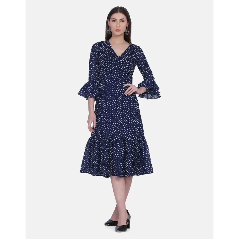 Special Offers, Don't Miss Women's Polyester Georgette Polka Print Midi Dress