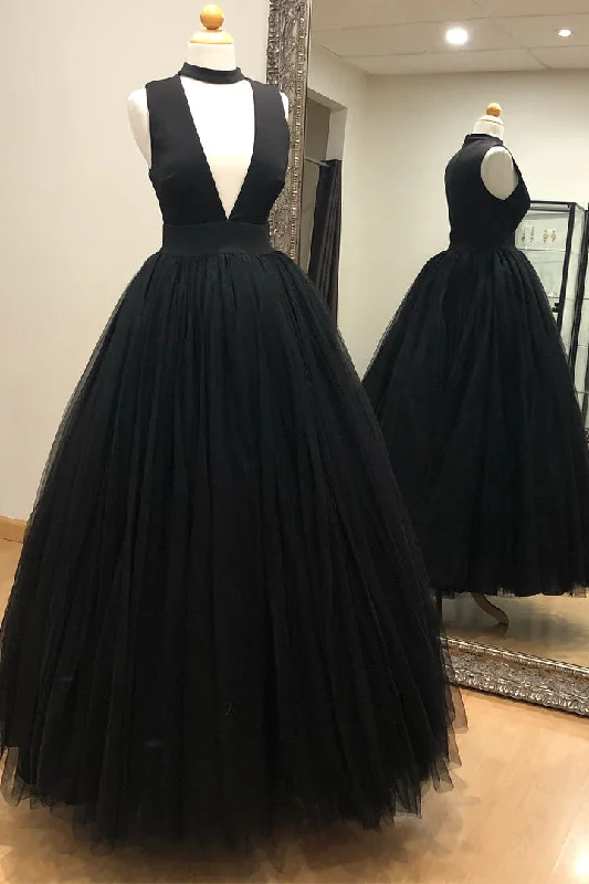 Limited Time Offer Gorgeous High Neck Black Long Ball Gown