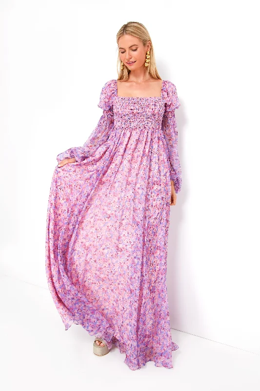 Popular Collection Periwinkle Spring Blossom Chiffon Dress