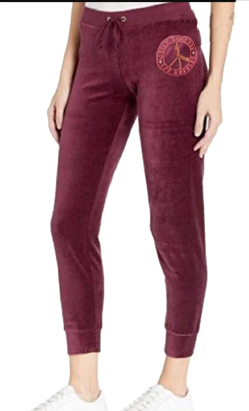 Vibrant Femme Fashion Traditional Logo Track Velour Zuma Pants In Fig