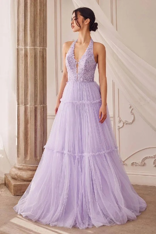 Women's Relaxed Outfit Garden Lace Gree Lavender Mid Open Laced Back Halter Tier Skirt Long Prom & Ball Dress CDA1206 Women's Relaxed Outfit Garden Lace Gree Lavender Mid Open Laced Back Halter Tier Skirt Long Prom & Ball Dress CDA1206