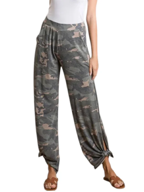 The Latest Trends Camo With Side Tie Pants In Green