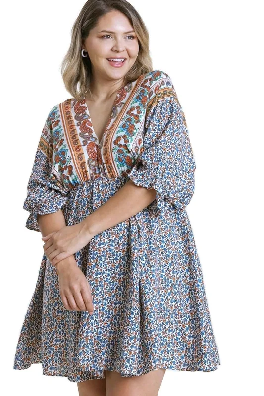 The Best Discounts Of The Weekend Mixed Print Bohemian Dress, Cream