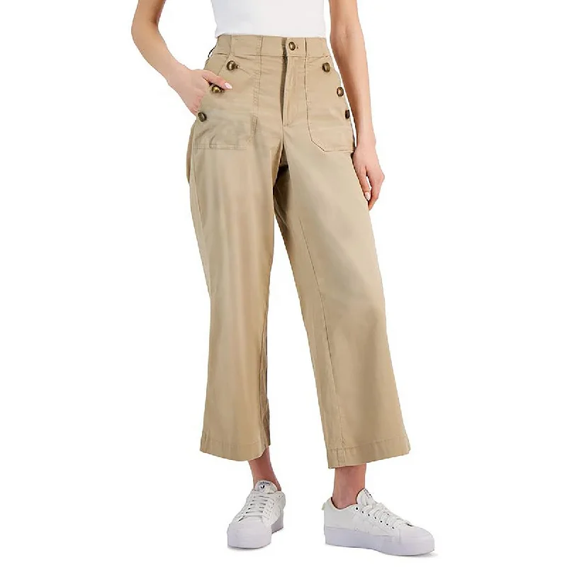 Luxury Comfort Womens High Rise Khaki Wide Leg Pants