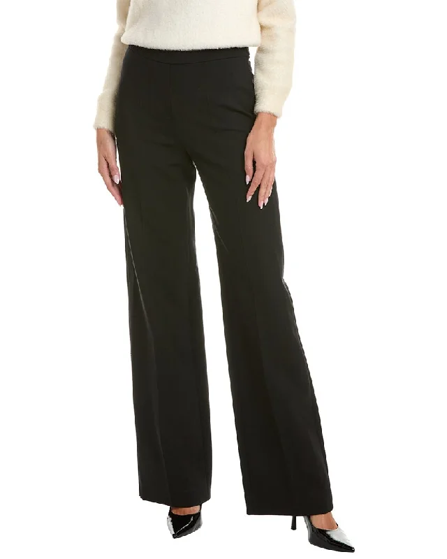 Contemporary Elegance Oscar de la Renta Silk-Trim Wool-Blend Pant