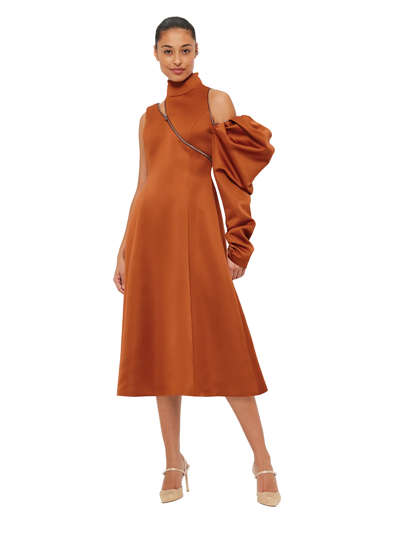 Seasonal Clearance Annalise One Shoulder Midi Dress - Toffee