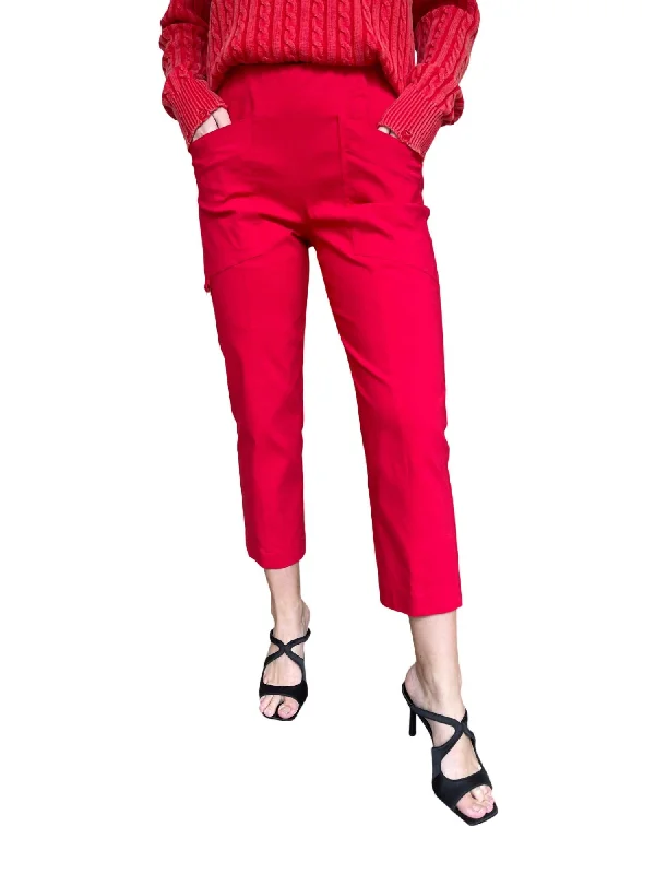 Trend Alert Control Stretch D Ring Crop Cargo Pant In Red