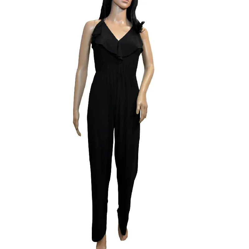 Trendy Women's Wear Ruffle Jumpsuit In Black