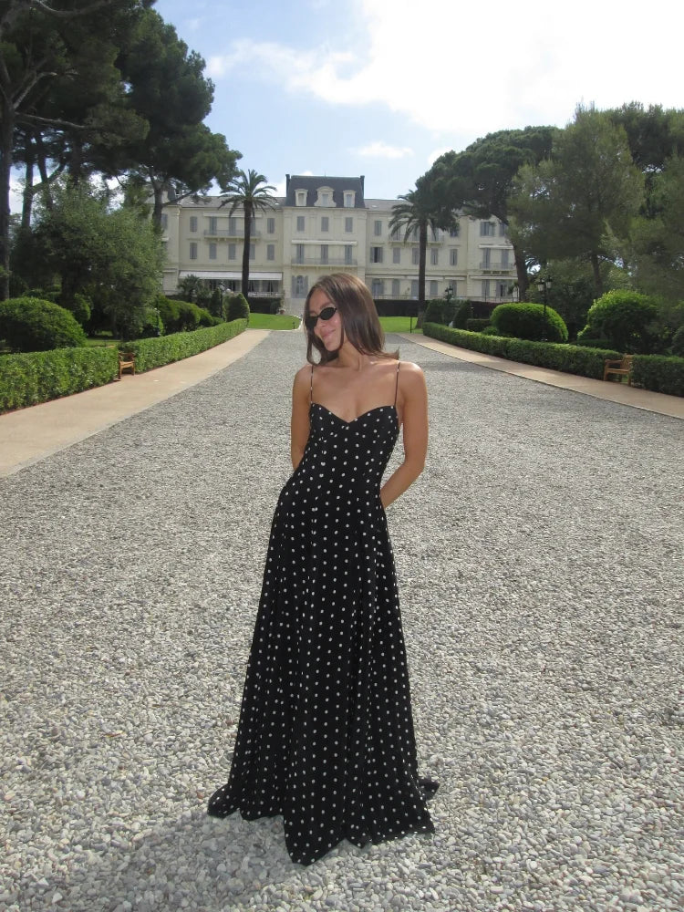 Holiday Sale Tamara - Elegant polka dot maxi dress