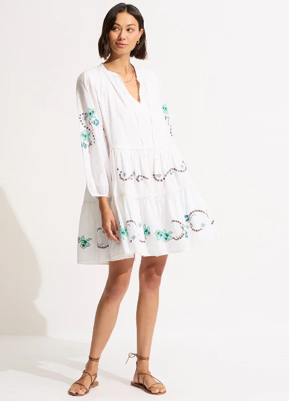 Exclusive Discount Eden Embroidery Tier Midi Dress - White